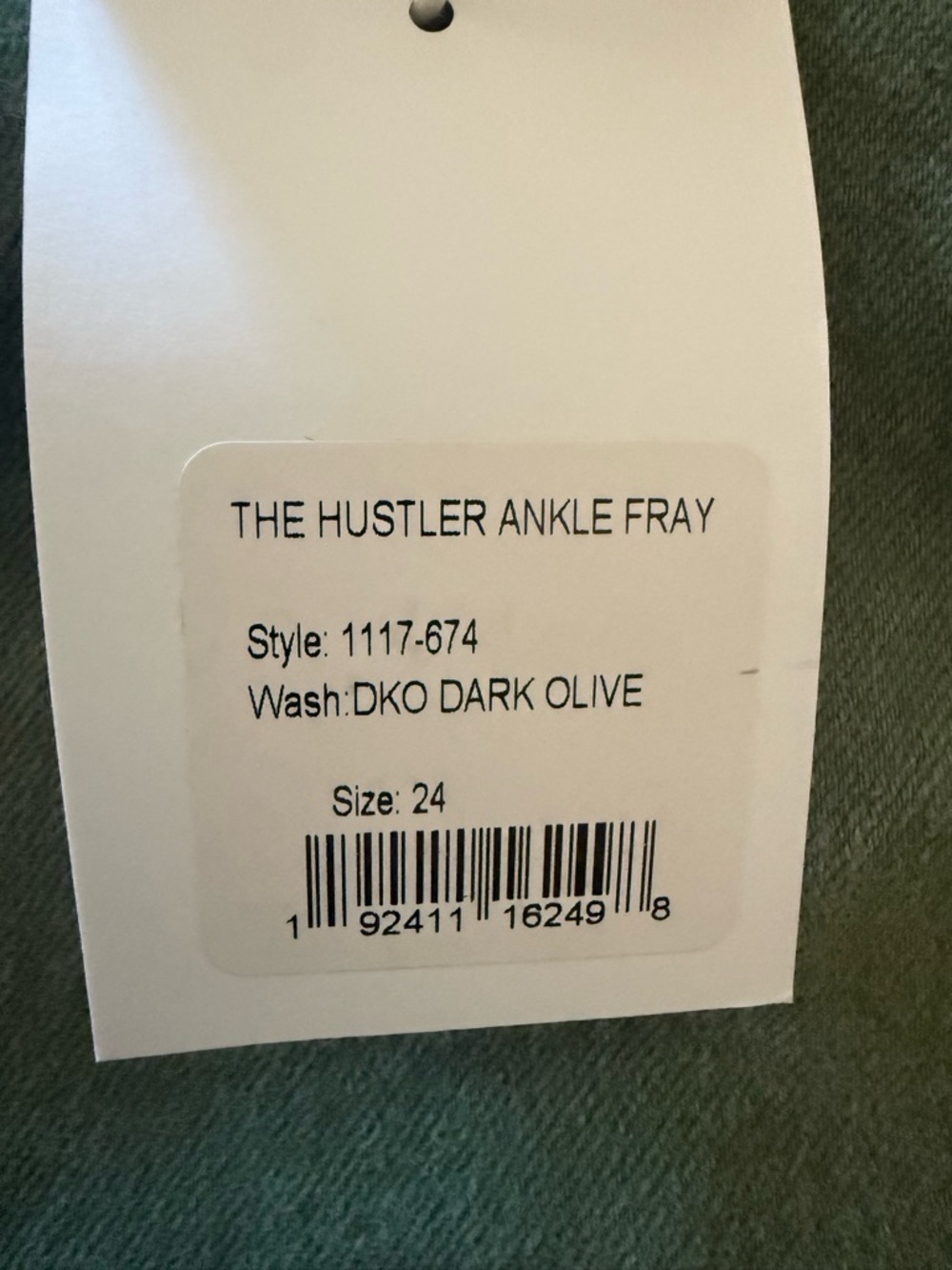 MOTHER The Hustler High Rise Raw Hem Ankle Jeans, Military Green, Size 24, NWT - Picture 12 of 12